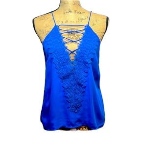 Bright blue lace tank